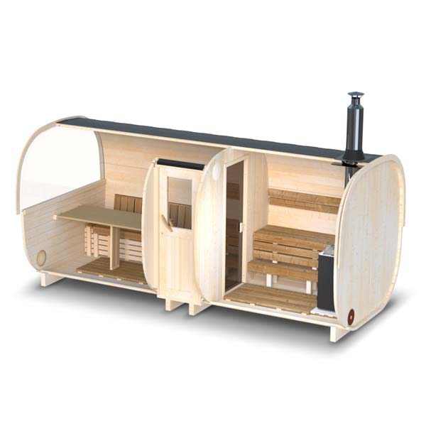 Баня-бочка квадро 5 метров двухсекционная с боковым входом в Екатеринбурге
